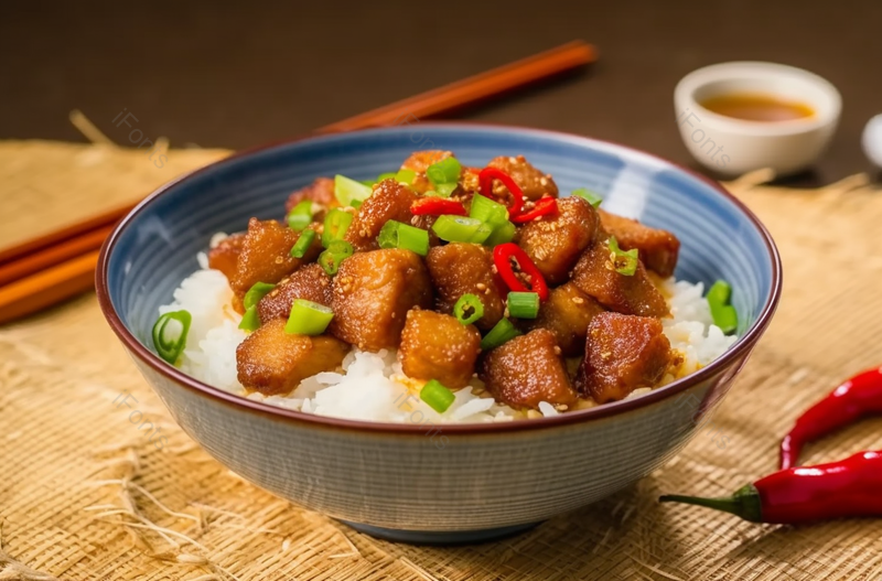 中国传统美食炒菜美味快餐猪肉饭,高清,摄影图,摄影图片,图片大全,摄影图免费下载